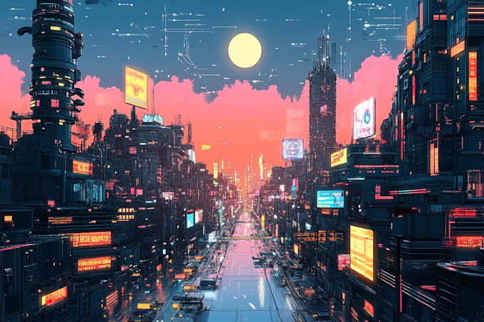create futuristic cyberpunk, sci fi city for you