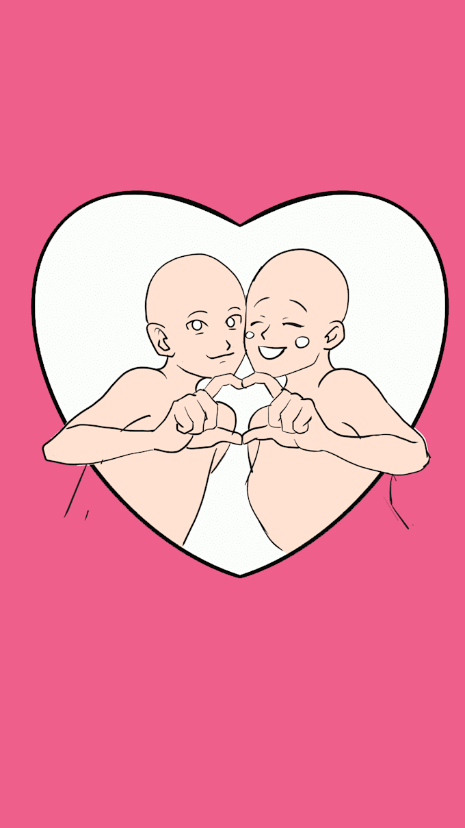 draw a ych couple wallpaper for valentine day