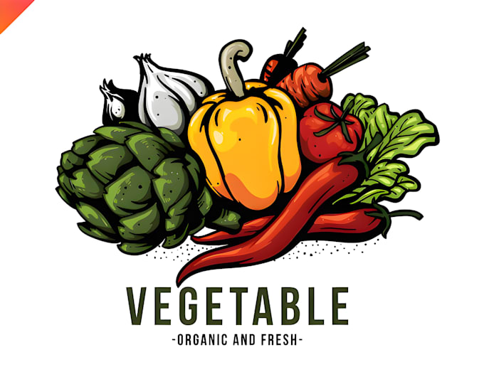 create a creative vegetable, fruit and juice logo