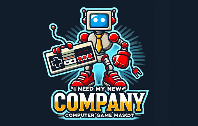 design robot computer game mascot logo with creative concepts