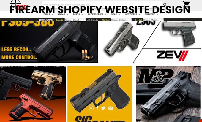 design firearm website ammunition website gun website firearm shopify store