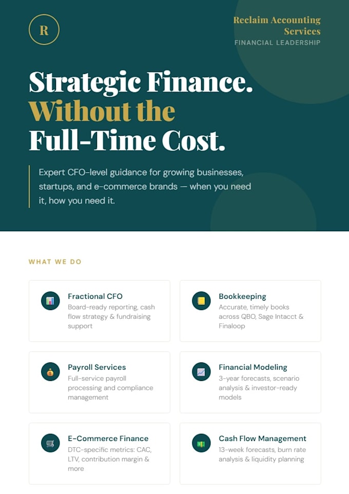 provide cfo advisory services for your medspa business