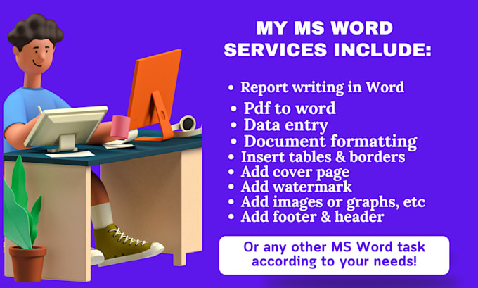 edit, redesign, type, and format microsoft word documents