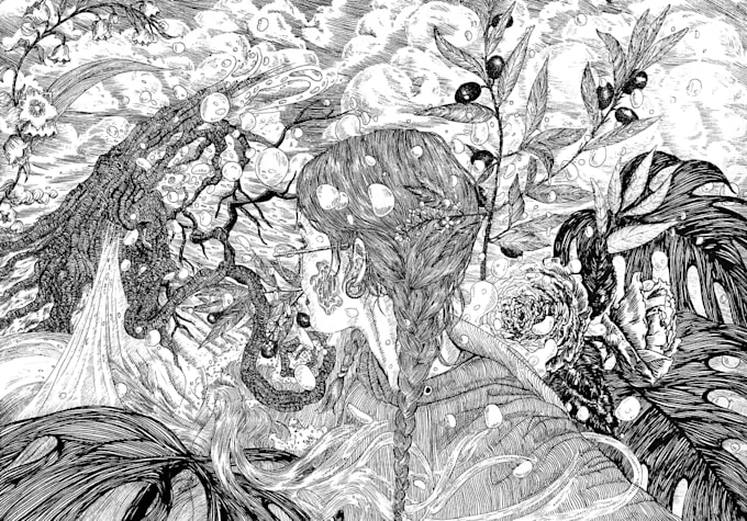 draw a detailed pen and ink illustration with fine lines