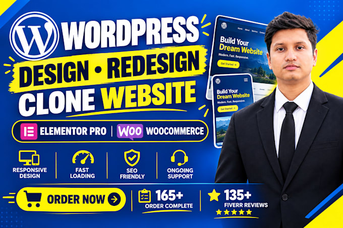 build, redesign, copy clone website using wordpress, elementor pro, woocommerce