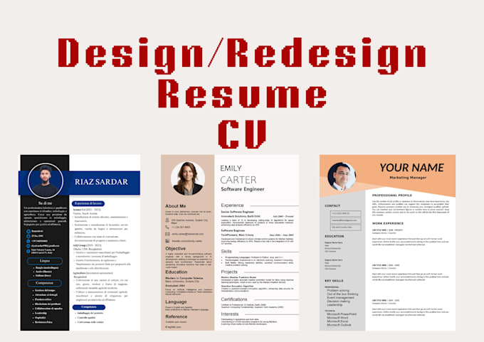 design or redesign your CV resume and write cover letter for you
