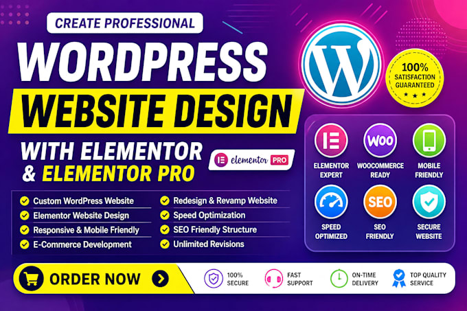 create wordpress website design and development , wordpress elementor website