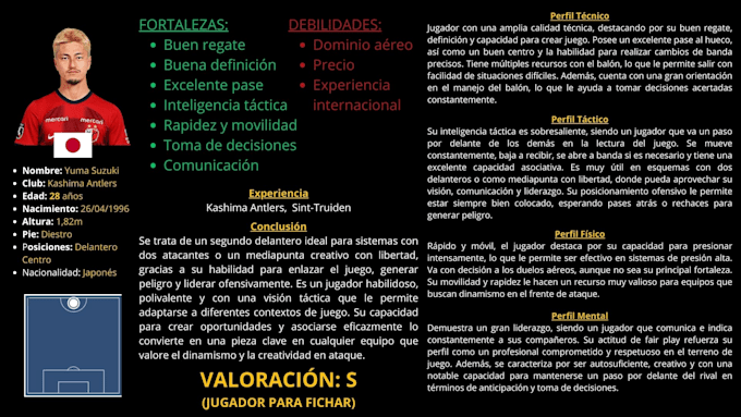 football player performance report scouting and analysis