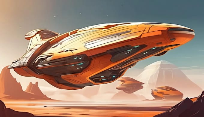 draw sci fi vehicle design and spaceship concept art