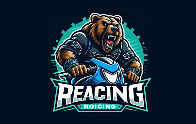 do modern bear racing mascot logo with express delivery