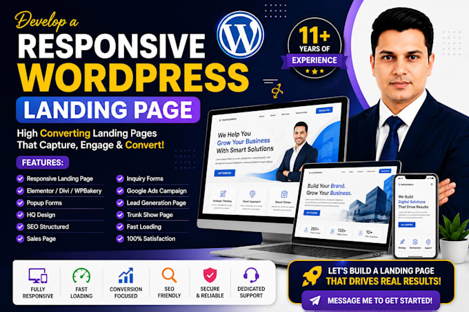 develop a responsive wordpress landing page