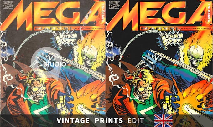 digitally restore damaged vintage poster or comic cover