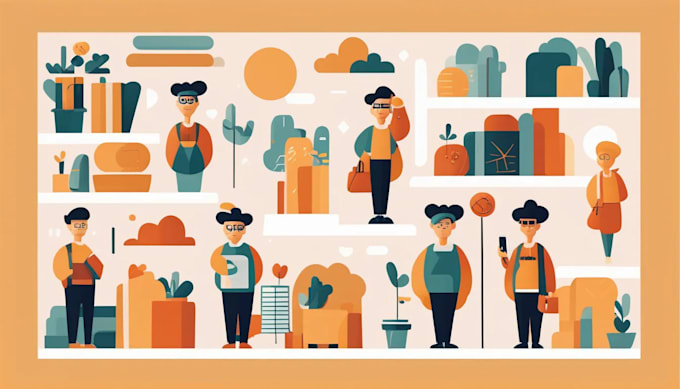 create flat vector minimalist character illustration