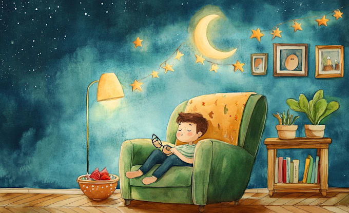 watercolor children storybook illustration