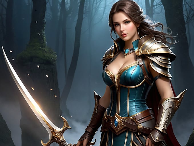 make an fantasy character and high quality of unique style