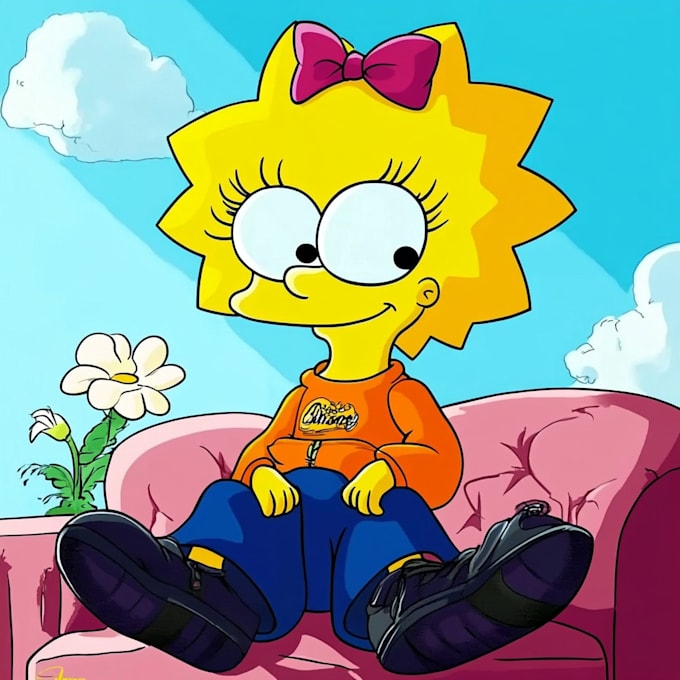 draw best yellow cartoon character like simpson style