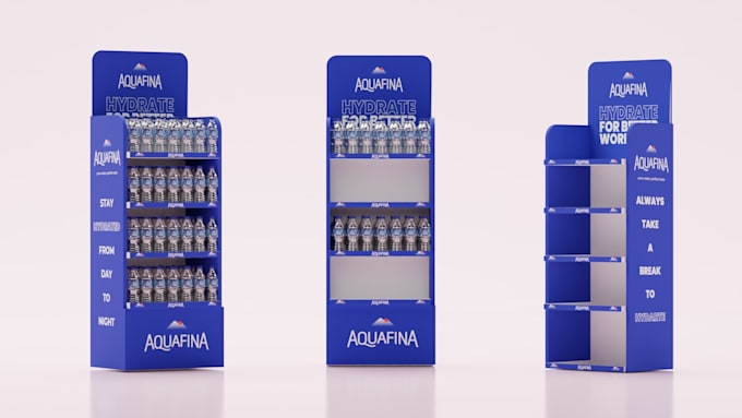 design 3d retail display, pop counter, and product showcase