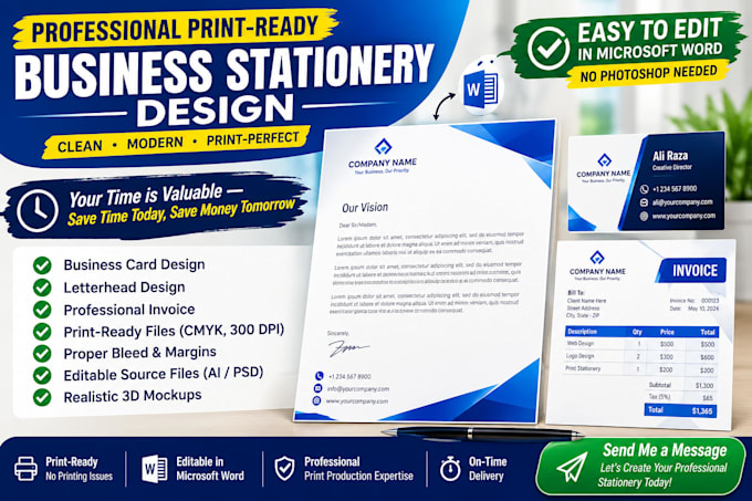 design letterhead invoice fully editable all stationery kit