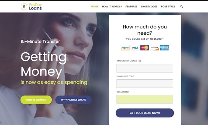 design business loan wordpress website finance website loan website