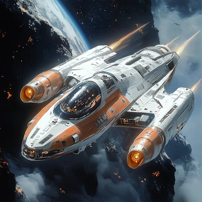 draw a sci fi spaceship design