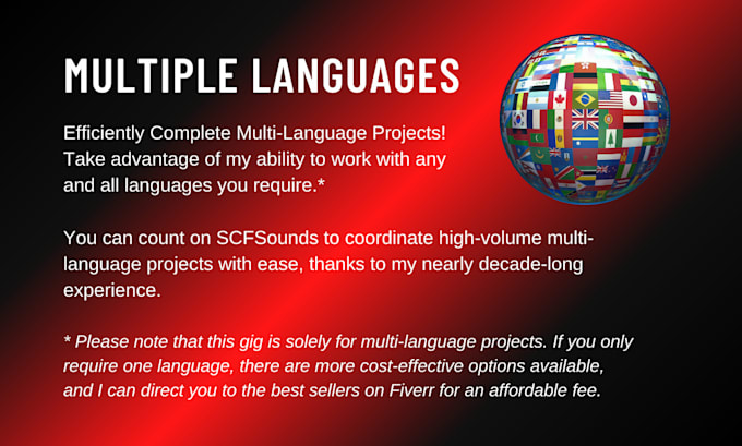 coordinate voice over and translation and in as many languages needed