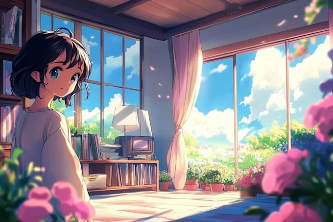draw anime background for streaming, live2d, game or vn