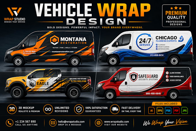 create car wrap, van wrap, truck wrap, trailer wrap, custom wrap design for your