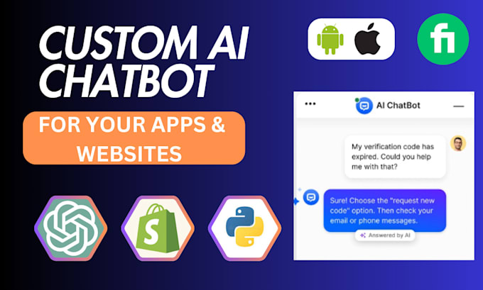 create intelligent ai chatbots for websites, shopify, chat bot development