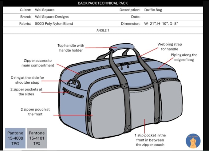 design complete tech pack backpack handbag bag wallet luggage design