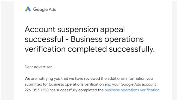 fix google business operation verification and advertiser verification issue