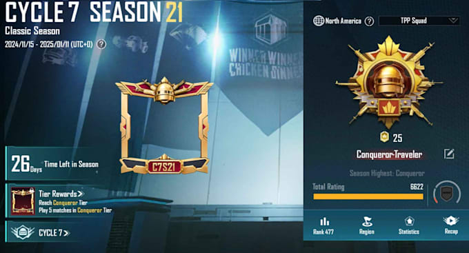 rank push pubg mobile account to conqueror