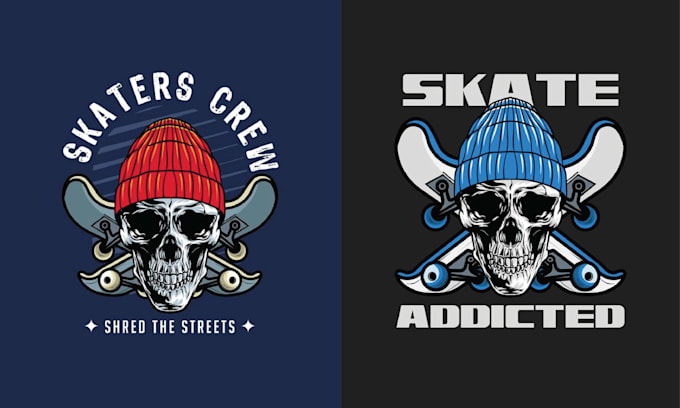 do illustration skeleton skate logo and t shirt design