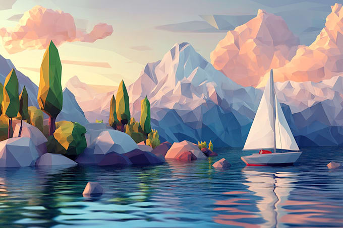 create high detailed low poly vector illustrations for