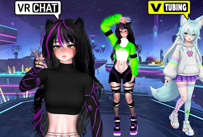 create vrchat avatar n vtuber avatar for streaming quest,pc