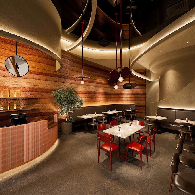 do realistic 3d restaurant interior design
