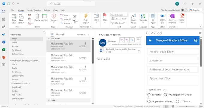 develop custom outlook addin