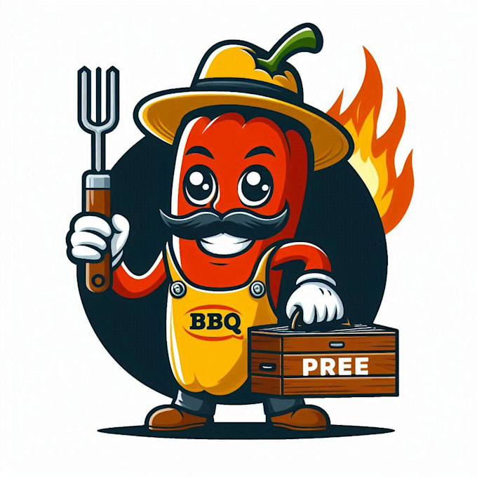 do make BBQ mascot logo design with 1 day delivery