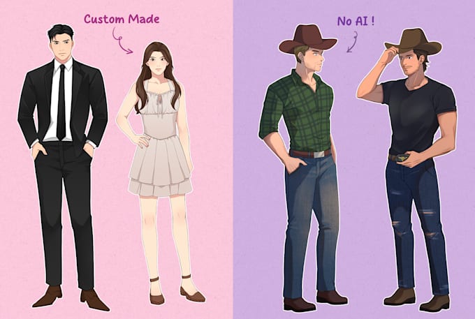 create character illustration for romance book cover, KDP
