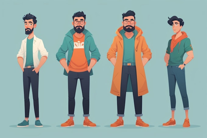 flat vector character design for anything