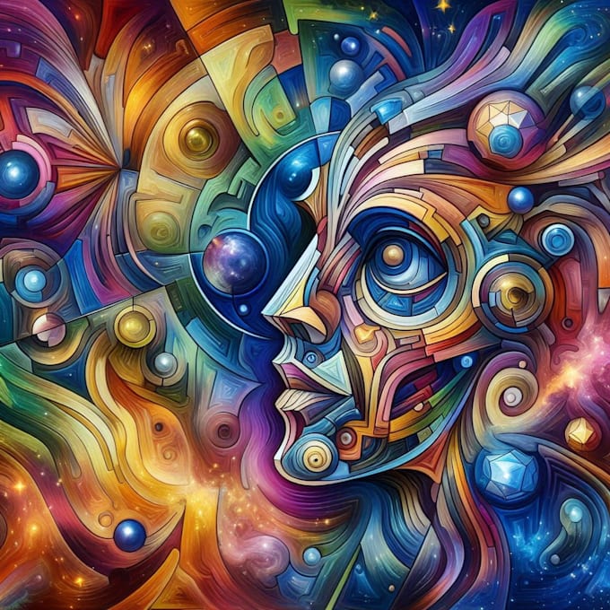 create magical abstract art, psychedelic, surrealism, cubism