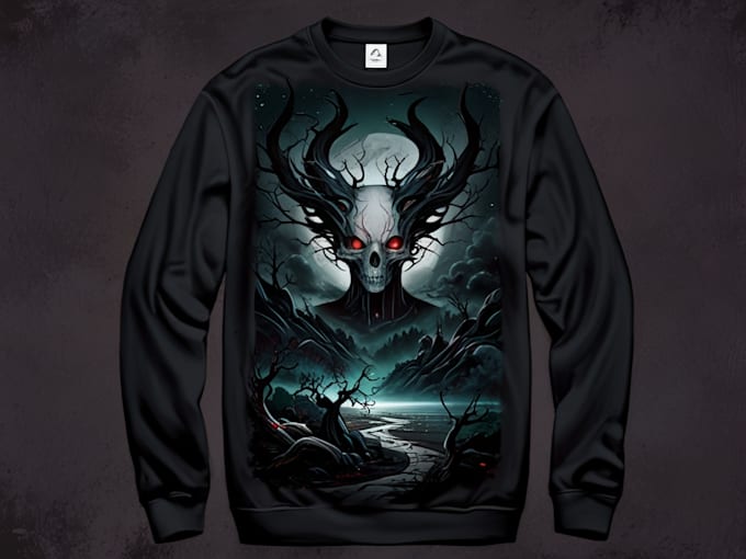 draw a custom dark surrealism for apparel
