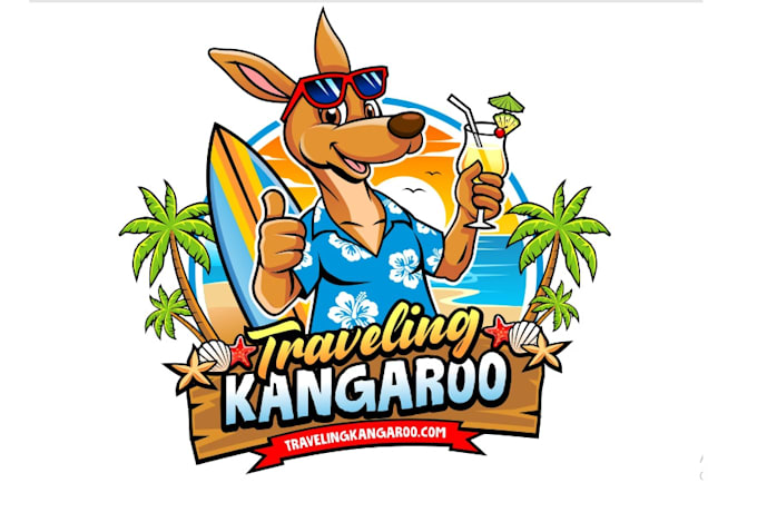 awesome traveling kangaroo logo design