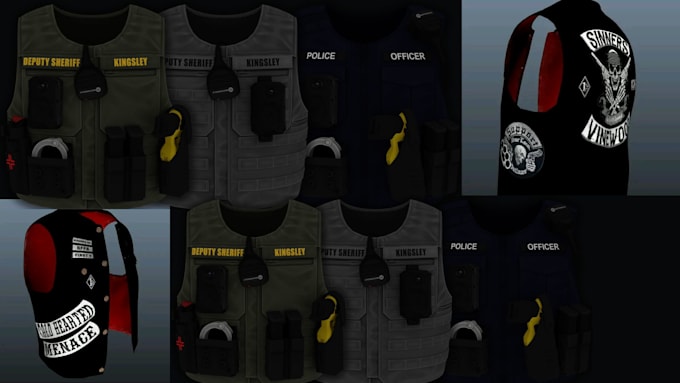 Make custom fivem clothing, mc kuttes both patch, fivem eup biker vest ...
