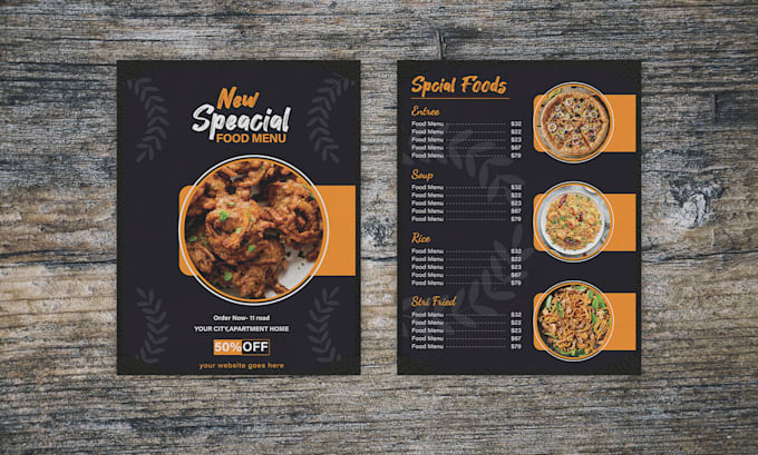 create a stylish digital or printable menu for restaurants and cafes