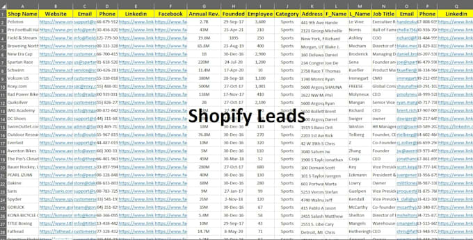 do shopify and amazon seller leads ecommerce email listing
