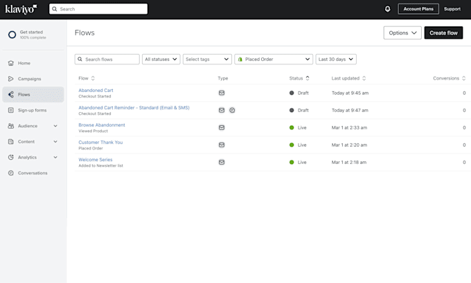 set up advanced klaviyo flow for shopify