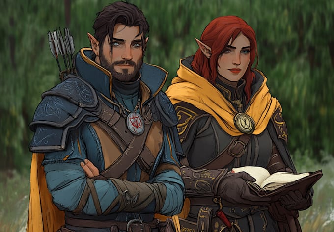 design dnd, fantasy character, dnd party, and concept art
