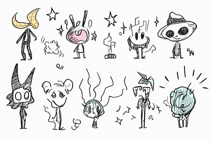 draw your character as a doodle, spray or sketch