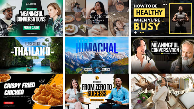 design cinematic youtube thumbnails for documentary and education videos