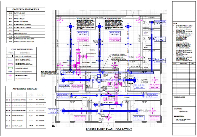 do hvac mechanical design, plumbing, duct design, technical hvac plan drawings